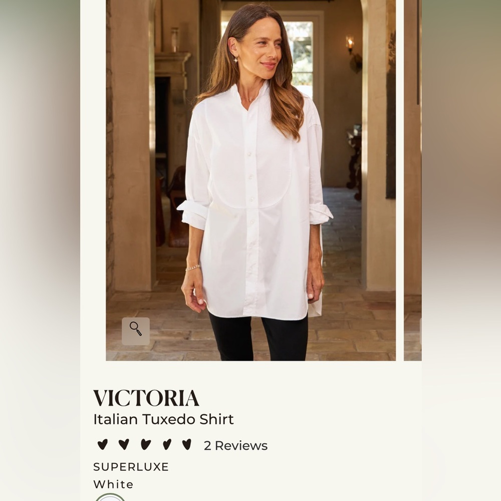 NWOT Frank & Eileen VICTORIA Italian Tuxedo Shirt White size S Superluxe